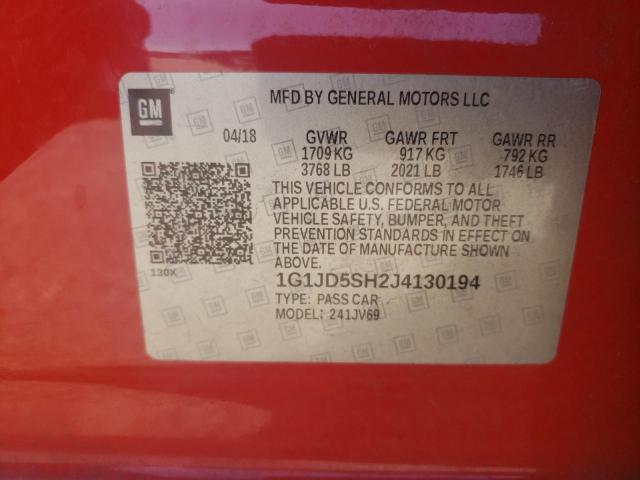 2018 CHEVROLET SONIC LT - 1G1JD5SH2J4130194