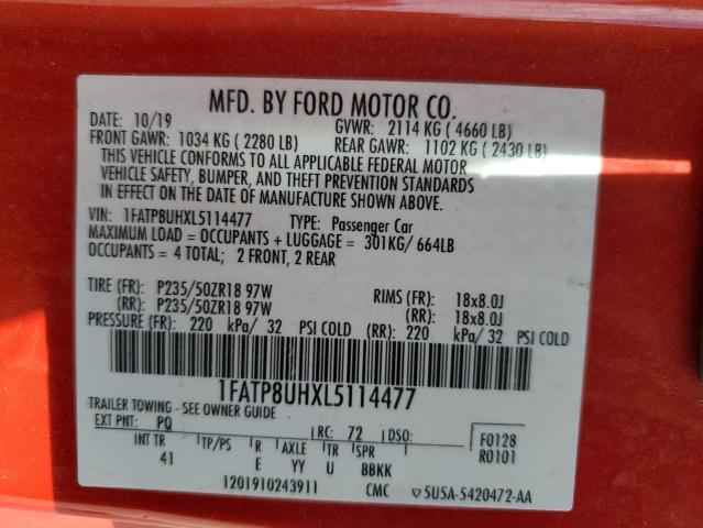 2020 FORD MUSTANG - 1FATP8UHXL5114477