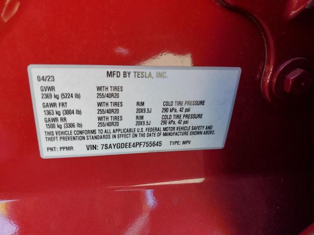 VIN 7SAYGDEE4PF755645 2023 Tesla MODEL Y no.13