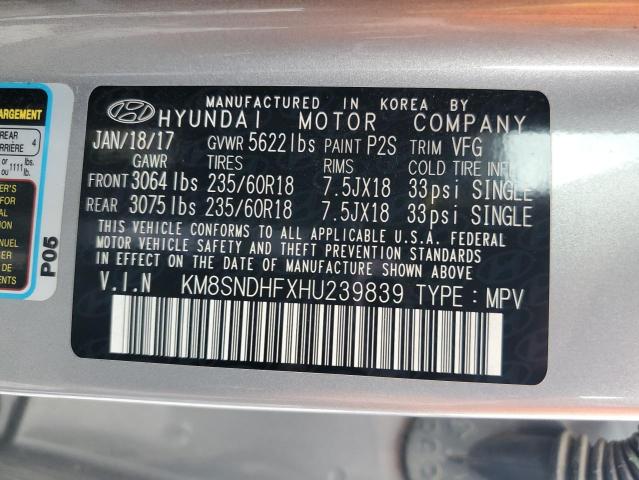 2017 HYUNDAI SANTA FE S - KM8SNDHFXHU239839