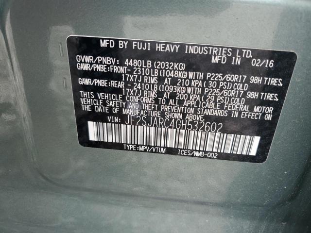 2016 SUBARU FORESTER 2 - JF2SJARC4GH532602