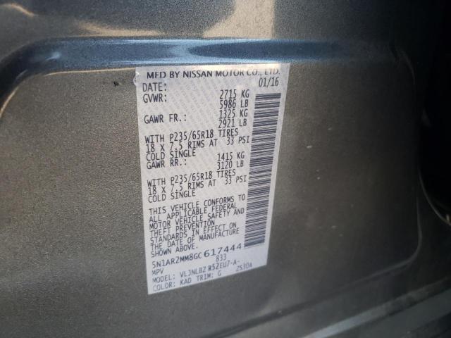 2016 NISSAN PATHFINDER - 5N1AR2MM8GC617444