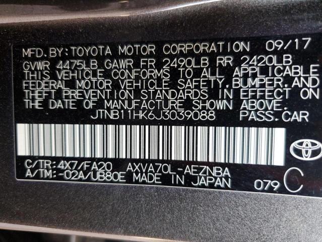 VIN JTNB11HK6J3039088 2018 Toyota Camry, L no.12