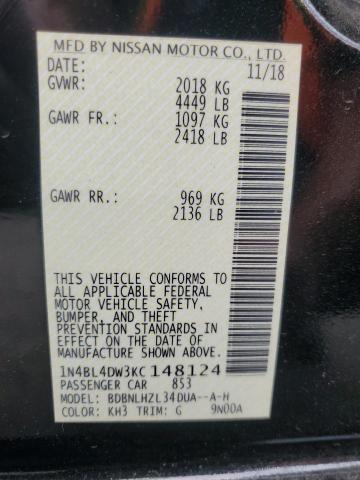 2019 NISSAN ALTIMA SV - 1N4BL4DW3KC148124