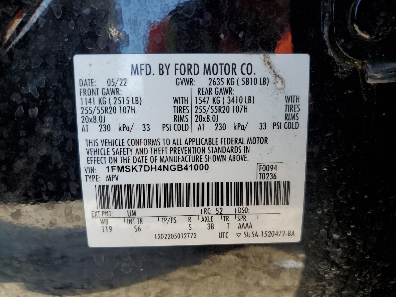 Lot #2960061068 2022 FORD EXPLORER X