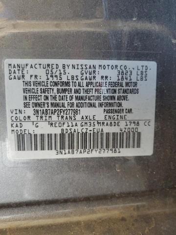 VIN 3N1AB7AP2FY277981 2015 Nissan Sentra, S no.13