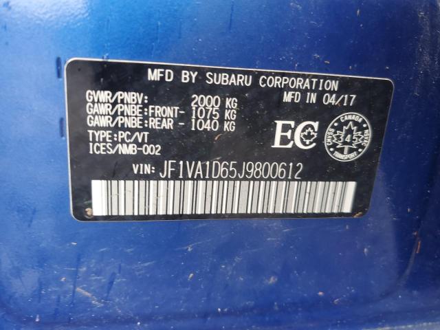 2018 SUBARU WRX PREMIU - JF1VA1D65J9800612