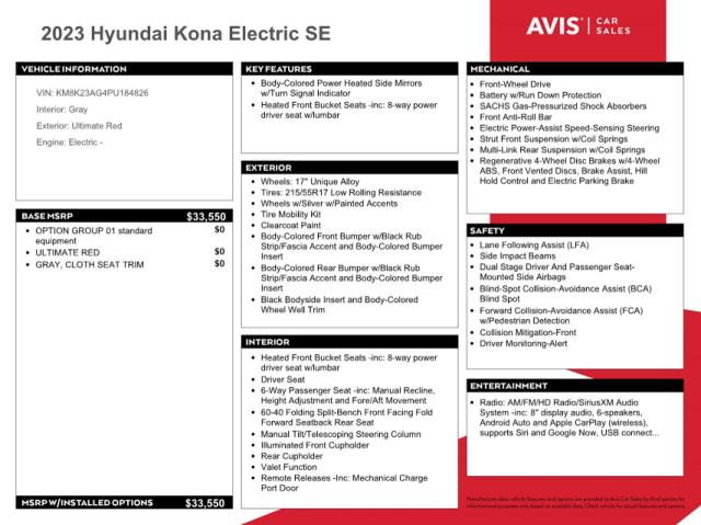 2023 HYUNDAI KONA SE - KM8K23AG4PU184826