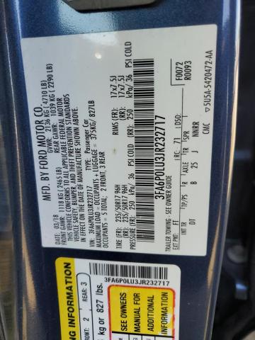 VIN 3FA6P0LU3JR232717 2018 Ford Fusion, Se Hybrid no.12