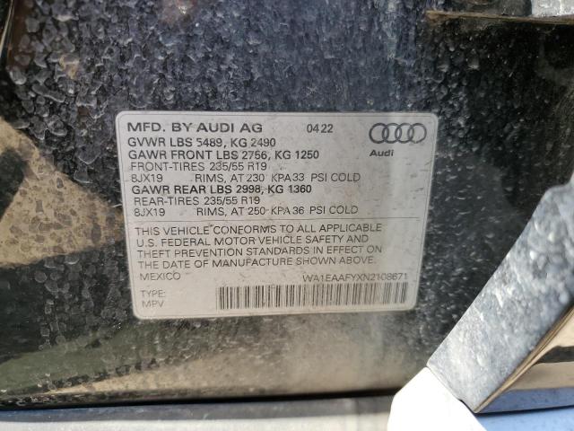 VIN WA1EAAFYXN2108671 2022 Audi Q5, Premium Plus 45 no.14