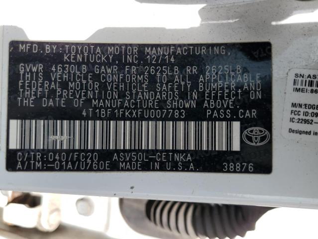 VIN 4T1BF1FKXFU007783 2015 Toyota Camry, LE no.12