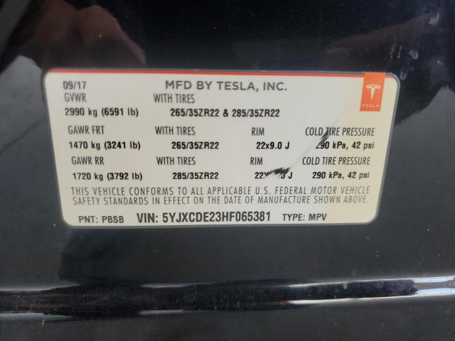 VIN 5YJXCDE23HF065381 2017 Tesla MODEL X no.12