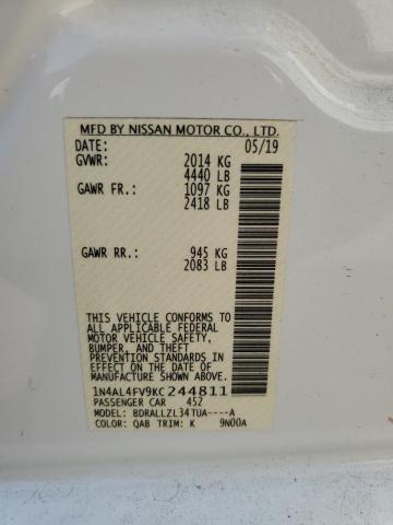 2019 NISSAN ALTIMA EDI 1N4AL4FV9KC244811