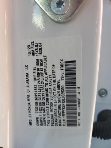 2020 HONDA RIDGELINE - 5FPYK3F13LB025390