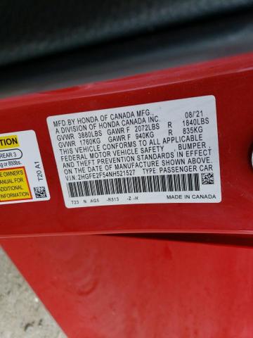 2022 HONDA CIVIC SPOR - 2HGFE2F54NH521527