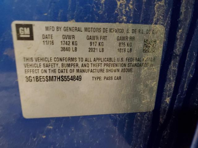 2017 CHEVROLET CRUZE LT - 3G1BE5SM7HS554849