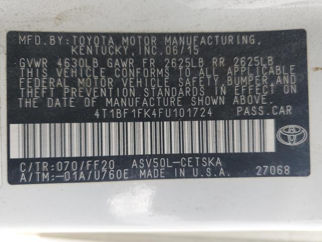 VIN 4T1BF1FK4FU101724 2015 Toyota Camry, LE no.12