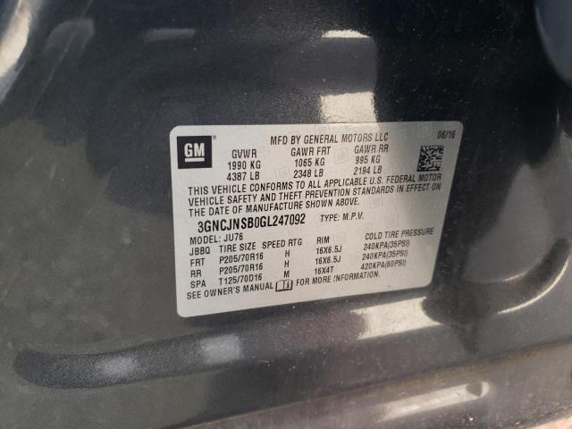 2016 CHEVROLET TRAX LS - 3GNCJNSB0GL247092
