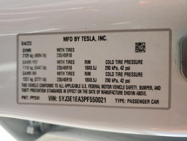 2023 TESLA MODEL 3 - 5YJ3E1EA3PF550021