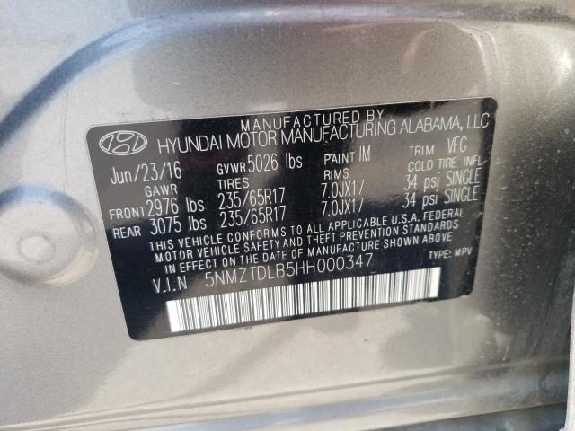 2017 HYUNDAI SANTA FE S - 5NMZTDLB5HH000347