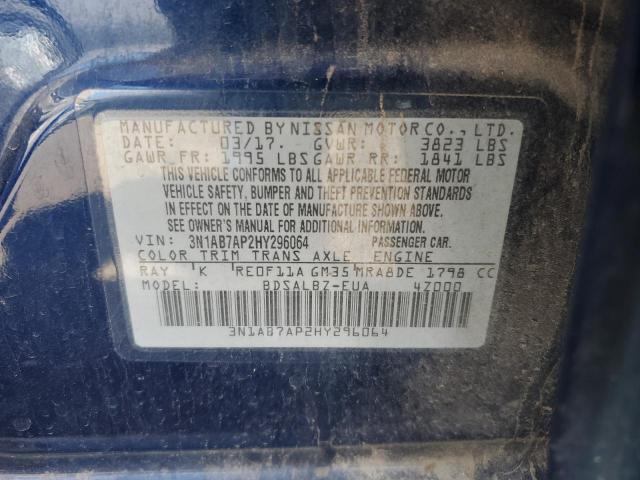 2017 NISSAN SENTRA S - 3N1AB7AP2HY296064