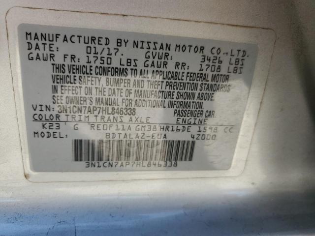 2017 NISSAN VERSA S - 3N1CN7AP7HL846338
