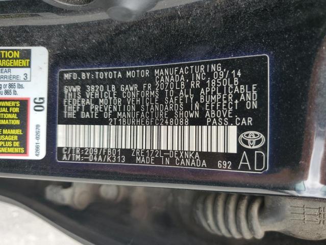 VIN 2T1BURHE6FC248088 2015 Toyota Corolla, L no.12