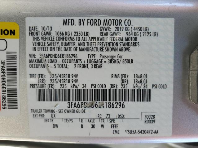 VIN 3FA6P0HD6ER186296 2014 Ford Fusion, SE no.12