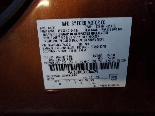 2020 FORD ECOSPORT T - MAJ6S3KL3LC366251