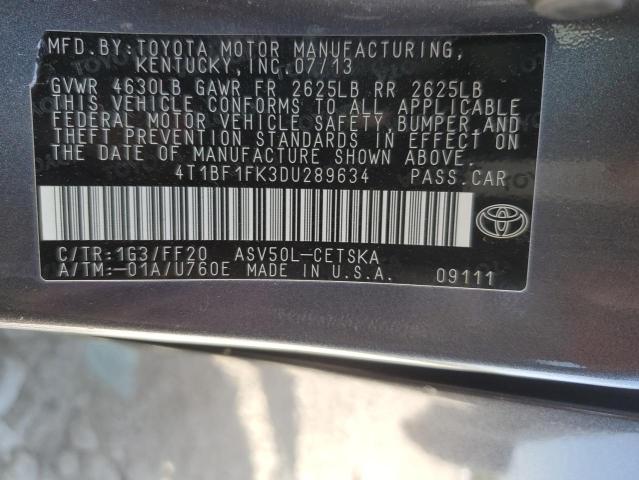 VIN 4T1BF1FK3DU289634 2013 Toyota Camry, L no.12