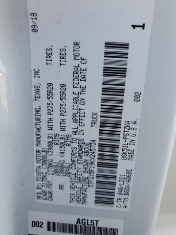 2019 TOYOTA TUNDRA CRE 5TFGY5F19KX245734