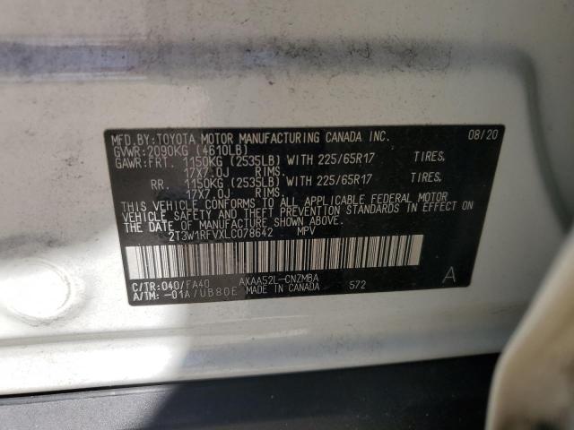 VIN 2T3W1RFVXLC078642 2020 Toyota RAV4, Xle no.14