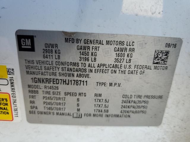 2017 CHEVROLET TRAVERSE L - 1GNKRFED7HJ178711
