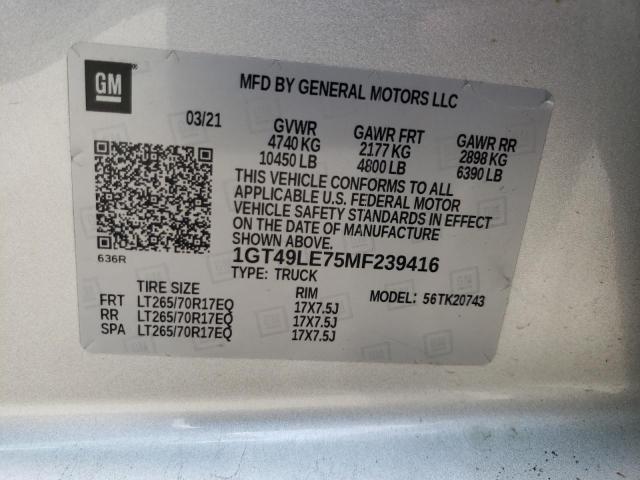 2021 GMC SIERRA K25 - 1GT49LE75MF239416