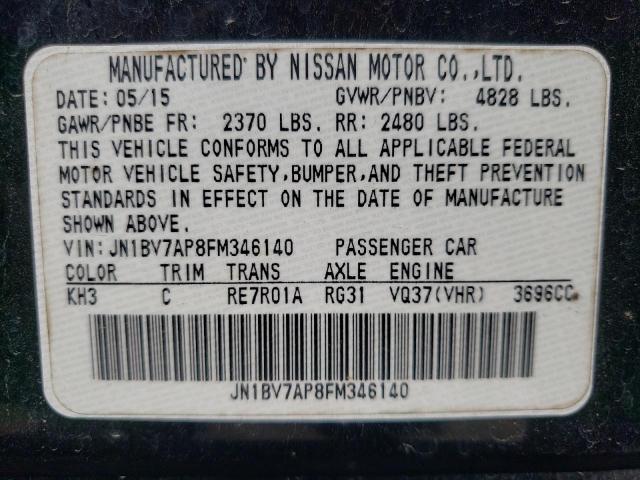 2015 INFINITI Q50 BASE - JN1BV7AP8FM346140