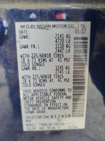 2017 NISSAN ROGUE SV H 5N1ET2MT3HC812458