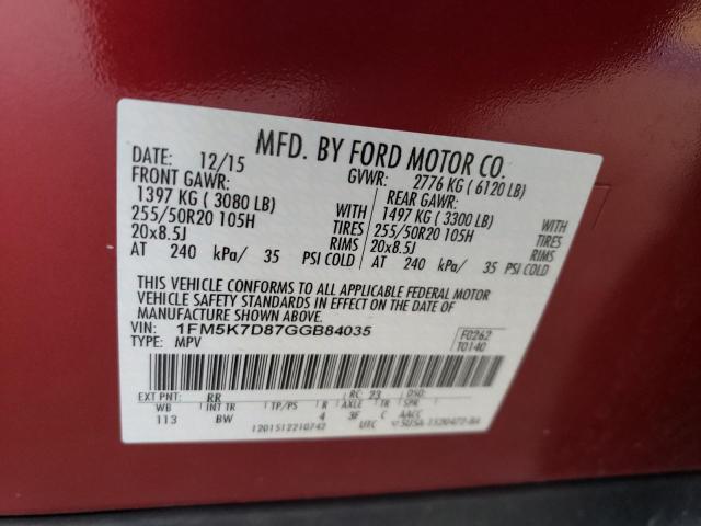 2016 FORD EXPLORER X - 1FM5K7D87GGB84035