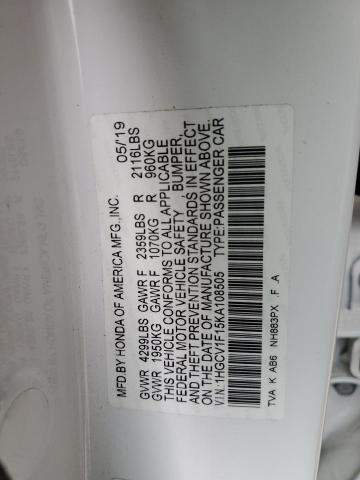 2019 HONDA ACCORD LX - 1HGCV1F15KA108505