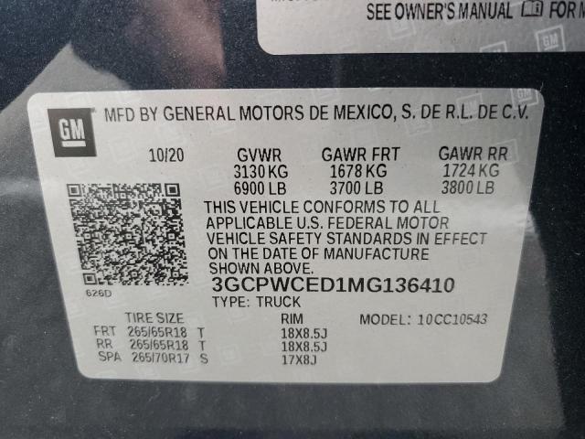 2021 CHEVROLET SILVERADO2 - 3GCPWCED1MG136410