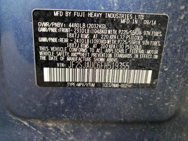 2015 SUBARU FORESTER JF2SJAUC6FH519355