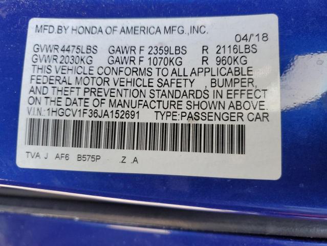 2018 HONDA ACCORD SPO - 1HGCV1F36JA152691