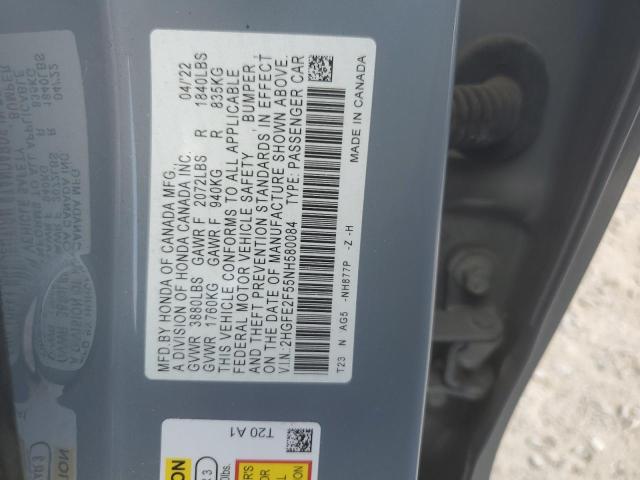 2022 HONDA CIVIC SPOR - 2HGFE2F55NH580084