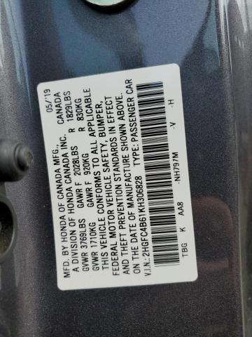 2HGFC4B61KH306828 2019 HONDA CIVIC