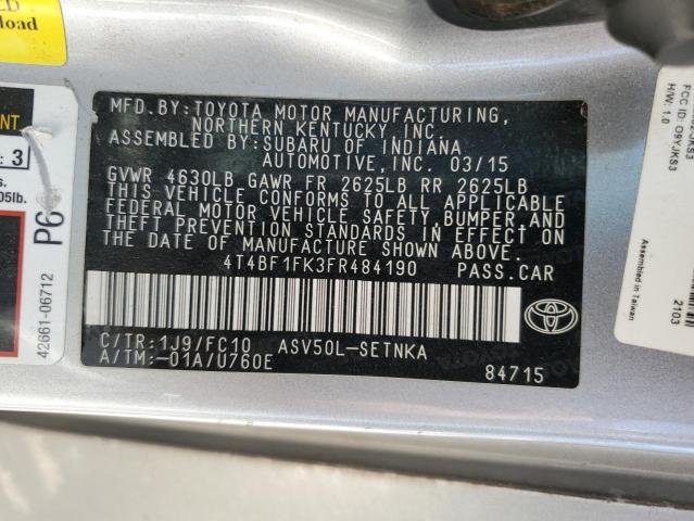 VIN 4T4BF1FK3FR484190 2015 Toyota Camry, LE no.12