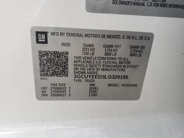 2020 CHEVROLET SILVERADO - 3GCUYEED3LG329195