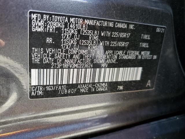 2021 TOYOTA 02-2FDC25 2T3P1RFV3MC223624