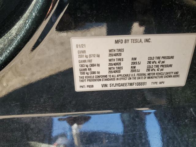 VIN 5YJYGAEE7MF108891 2021 Tesla MODEL Y no.12