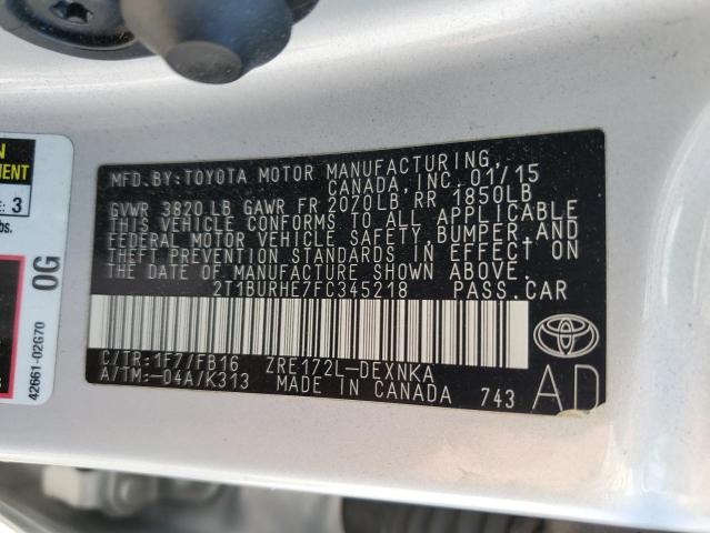 2015 TOYOTA COROLLA L - 2T1BURHE7FC345218