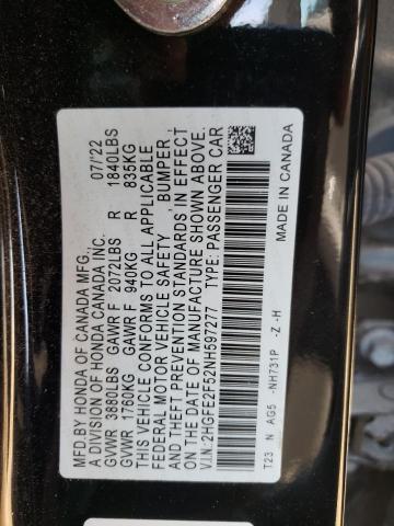 2022 HONDA CIVIC SPOR - 2HGFE2F52NH597277