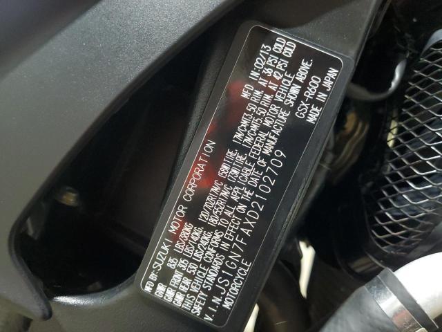 2013 SUZUKI GSX-R600 JS1GN7FAXD2102709